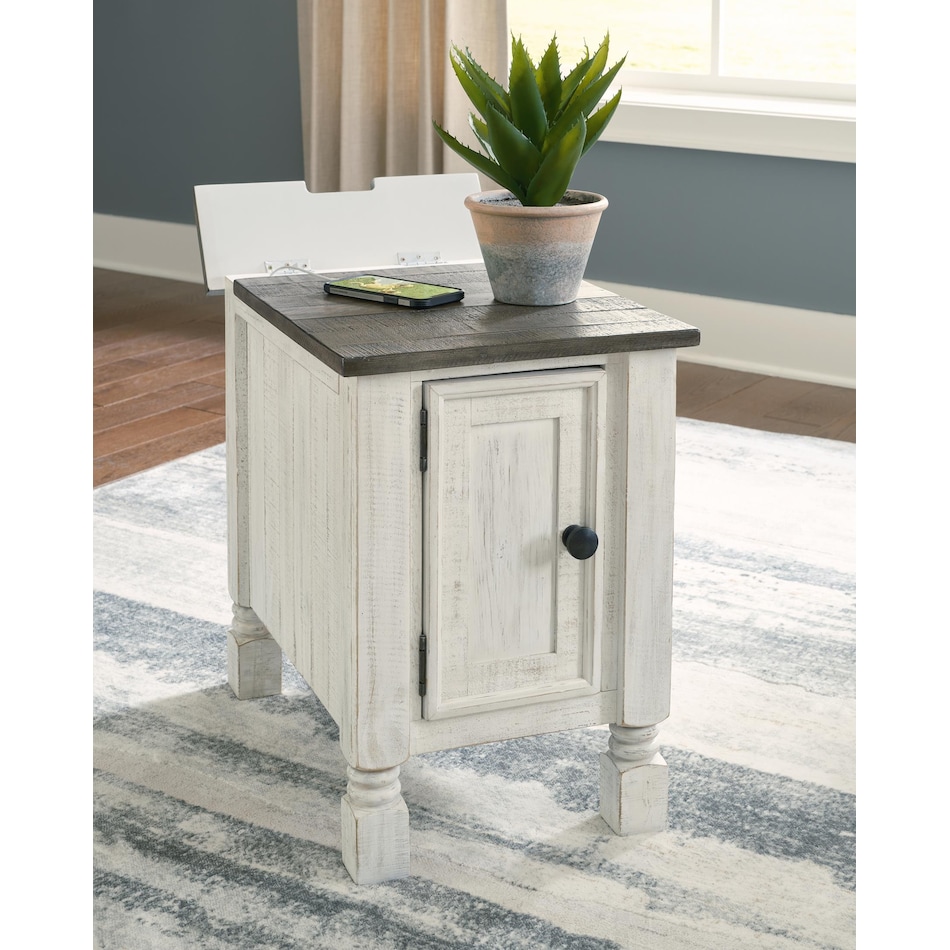 havalance white chairside table   