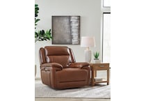 healy pier chocolate power leather recliner   