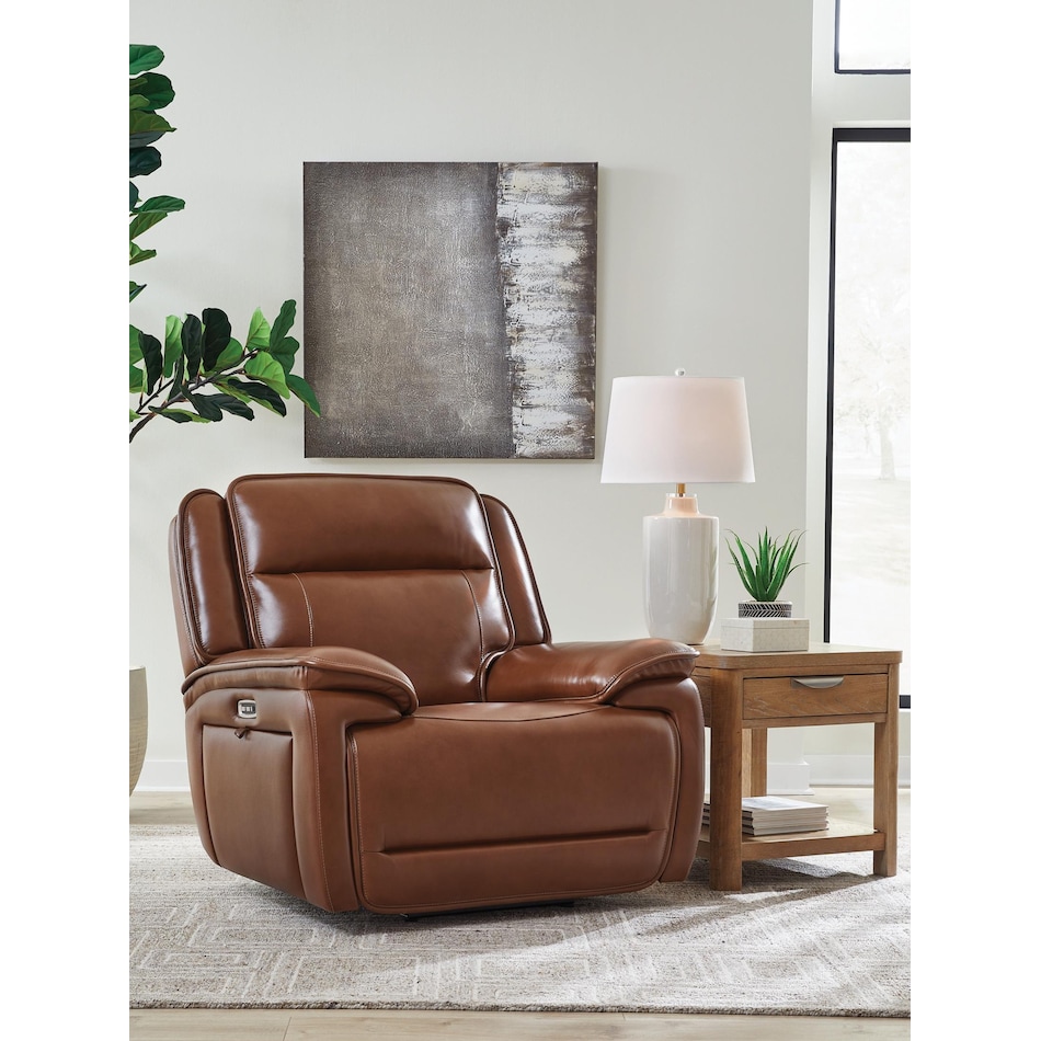 healy pier chocolate power leather recliner   