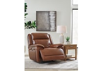 healy pier chocolate power leather recliner   