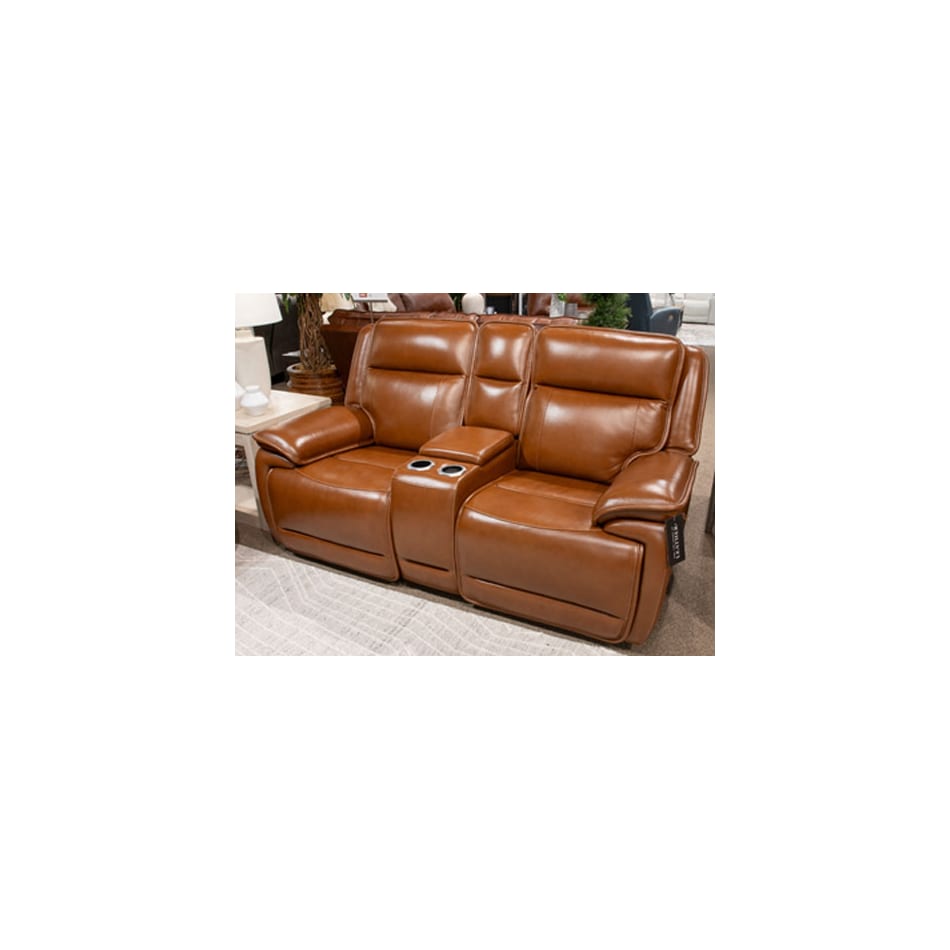 healy pier chocolate power leather reclining console loveseat   