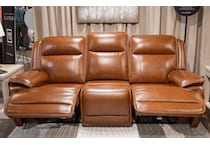 healy pier chocolate power leather reclining sofa   