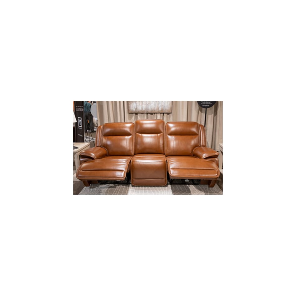 healy pier chocolate power leather reclining sofa   