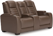 high impact power leather reclining console loveseat   