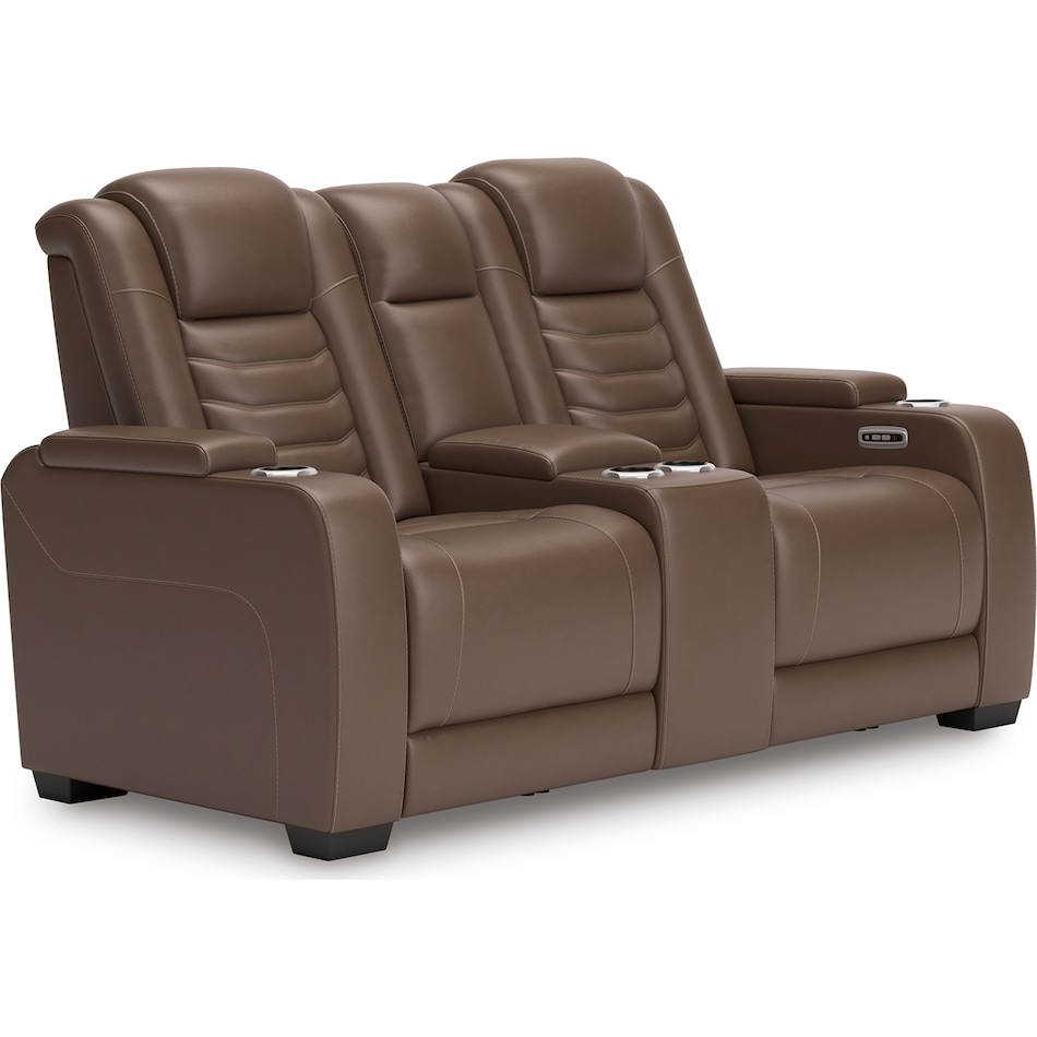 high impact power leather reclining console loveseat   