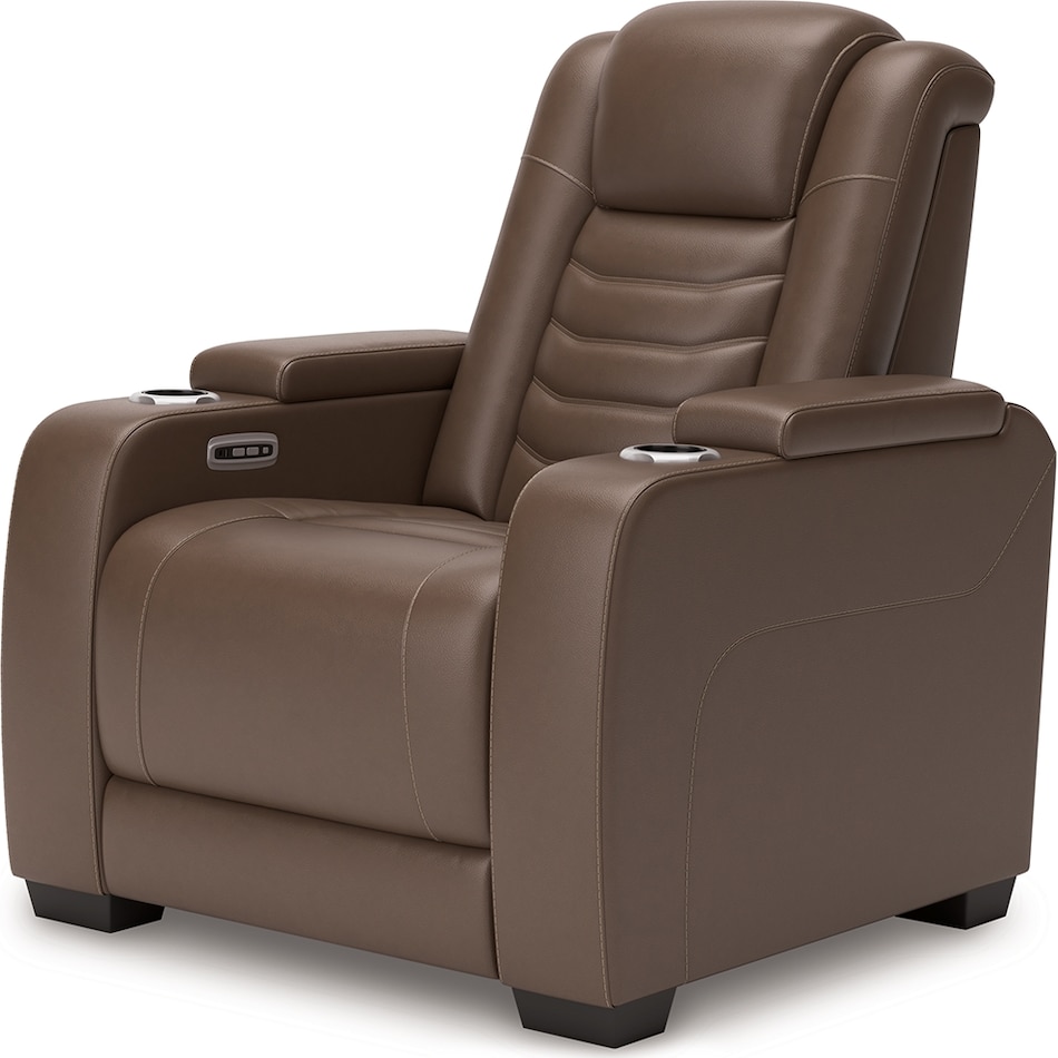 high impact tobacco power leather recliner   