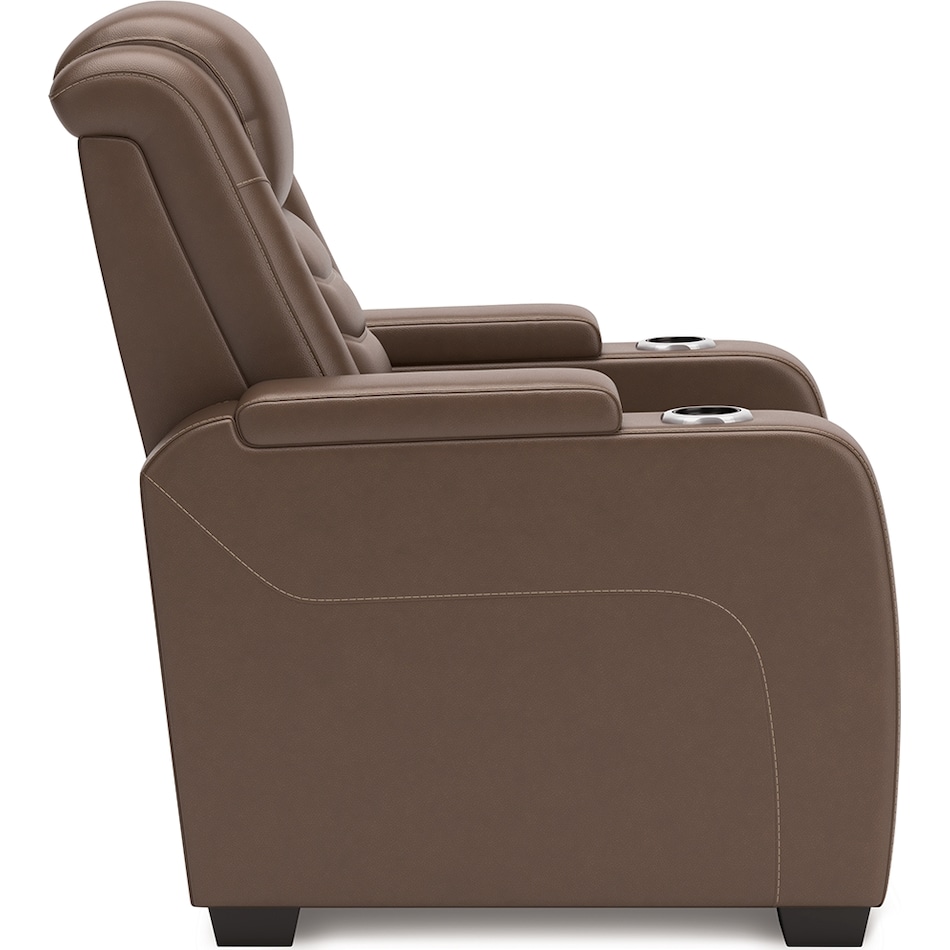 high impact tobacco power leather recliner   