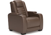 high impact tobacco power leather recliner   