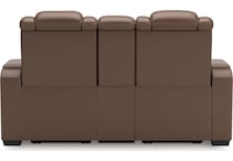 high impact tobacco power leather reclining console loveseat   