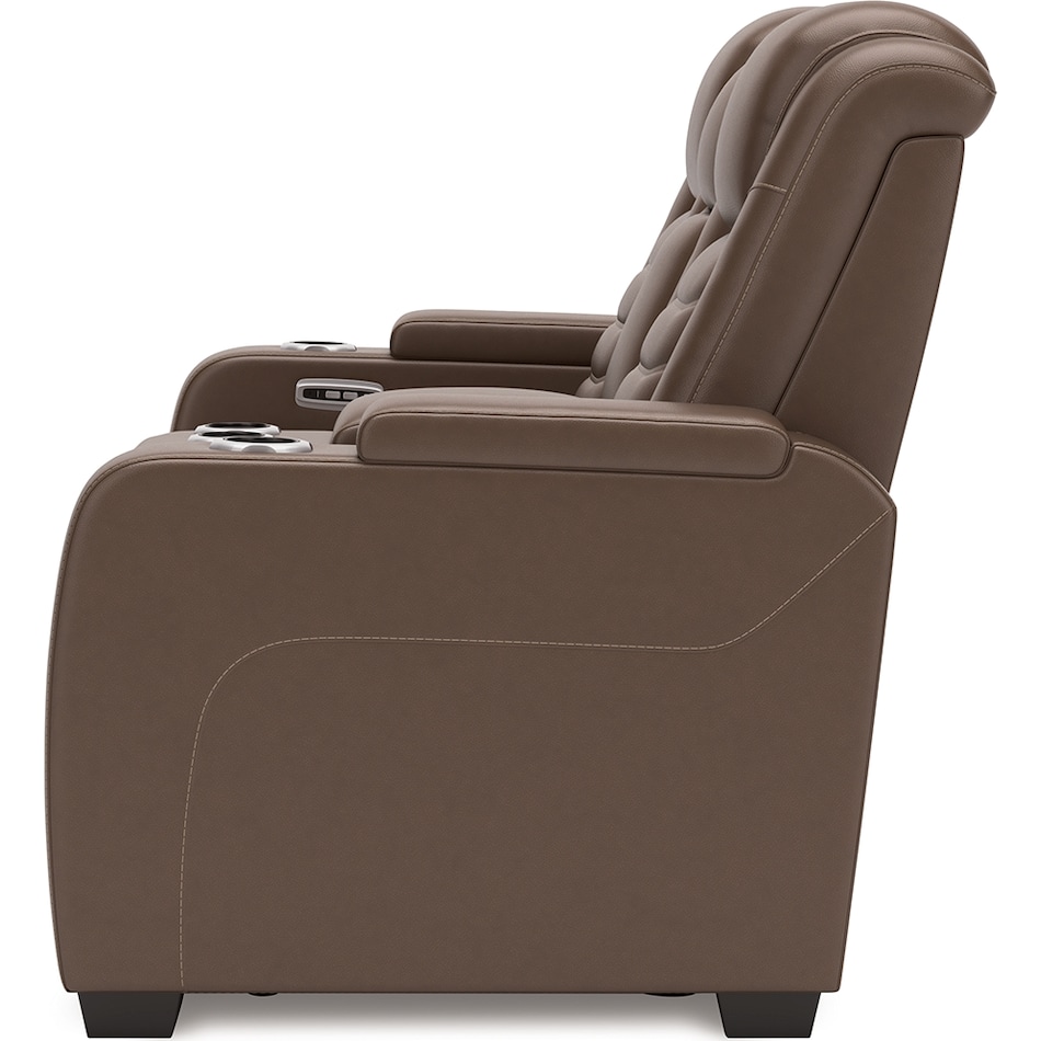 high impact tobacco power leather reclining console loveseat   