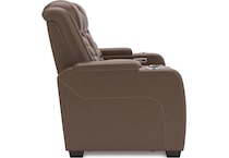 high impact tobacco power leather reclining console loveseat   