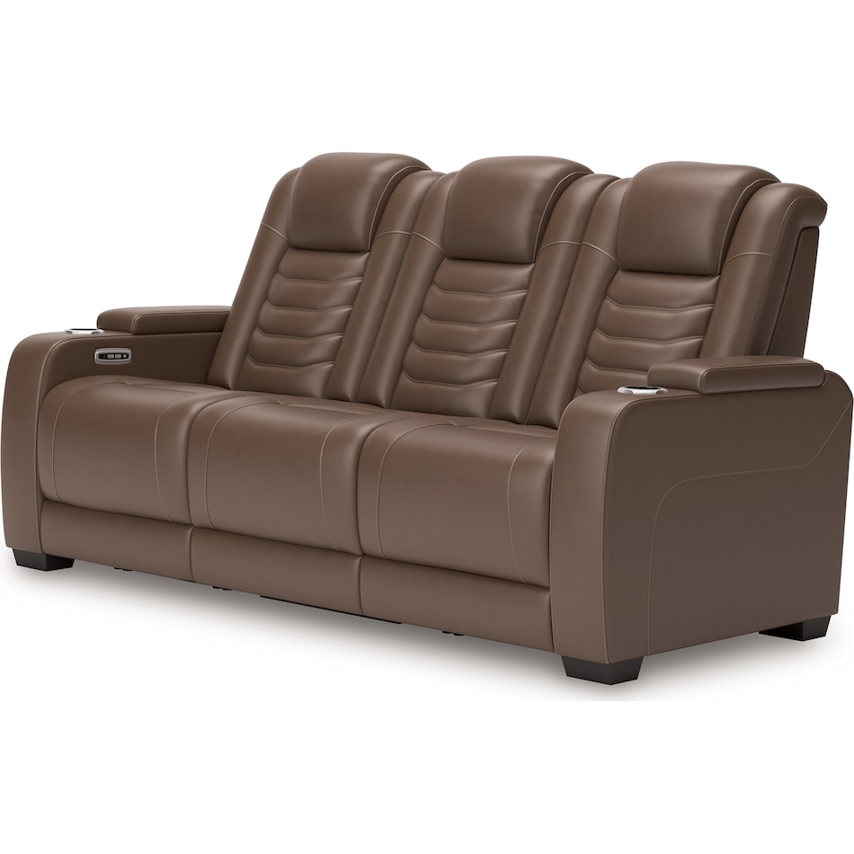 high impact tobacco power leather reclining sofa   