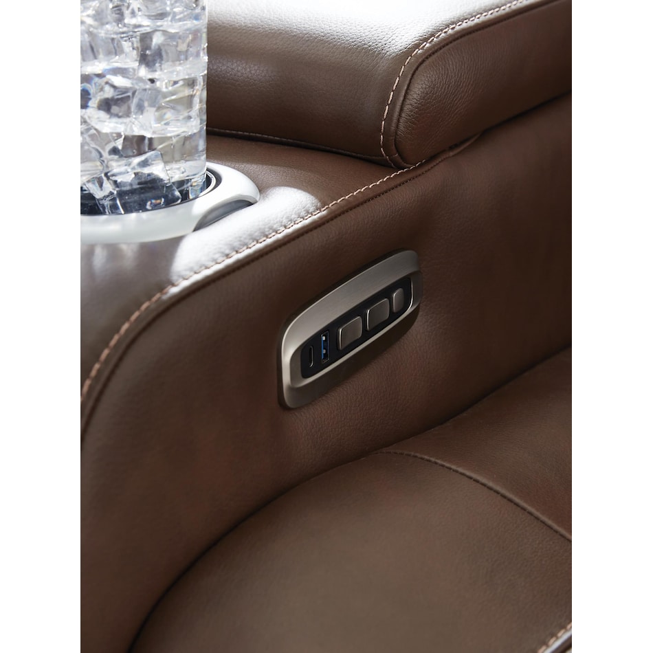 high impact tobacco power leather reclining sofa   