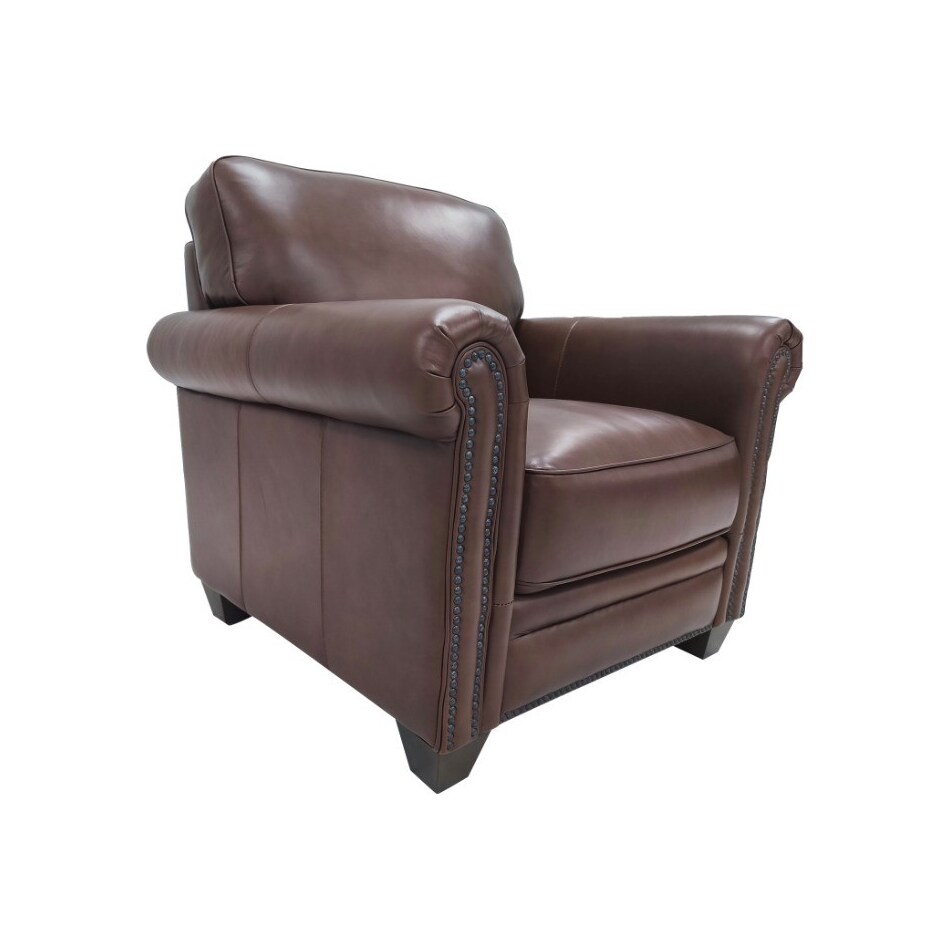 hobson caramel chocolate leather chair   