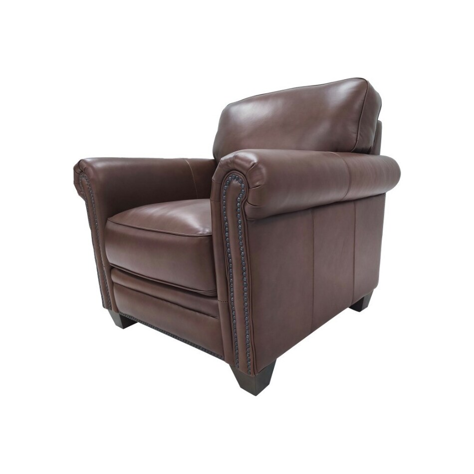 hobson caramel chocolate leather chair   