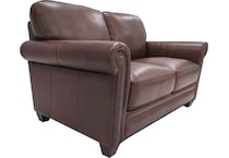 hobson caramel chocolate leather loveseat   
