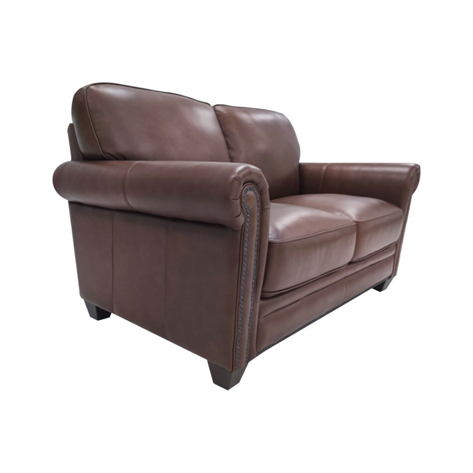 hobson caramel chocolate leather loveseat   