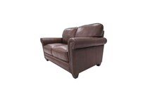 hobson caramel chocolate leather loveseat   