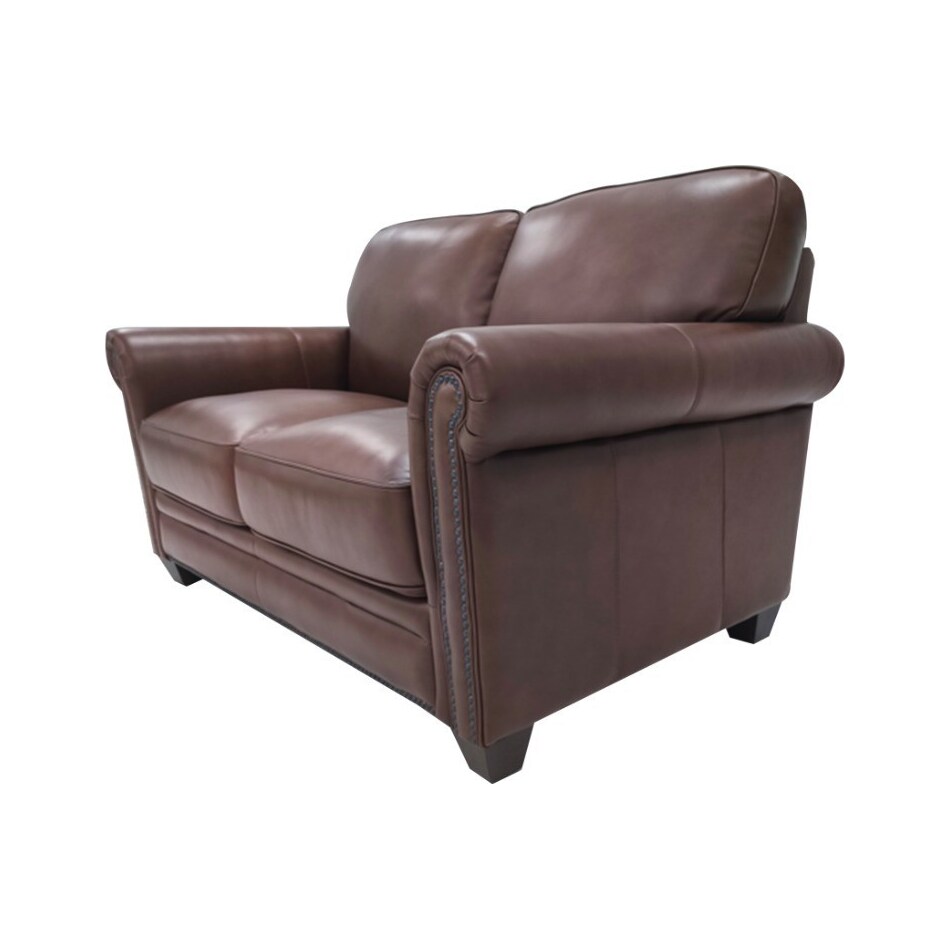 hobson caramel chocolate leather loveseat   