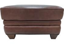 hobson caramel chocolate leather ottoman   