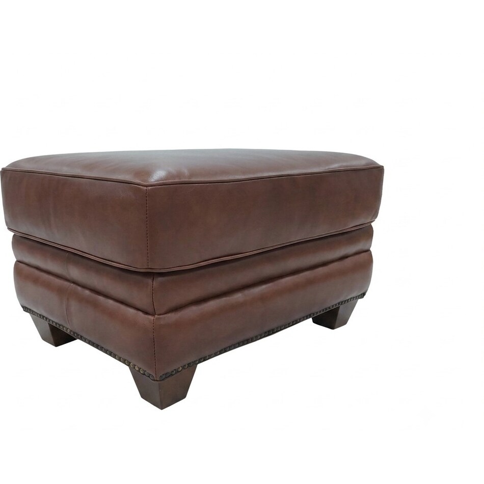 hobson caramel chocolate leather ottoman   