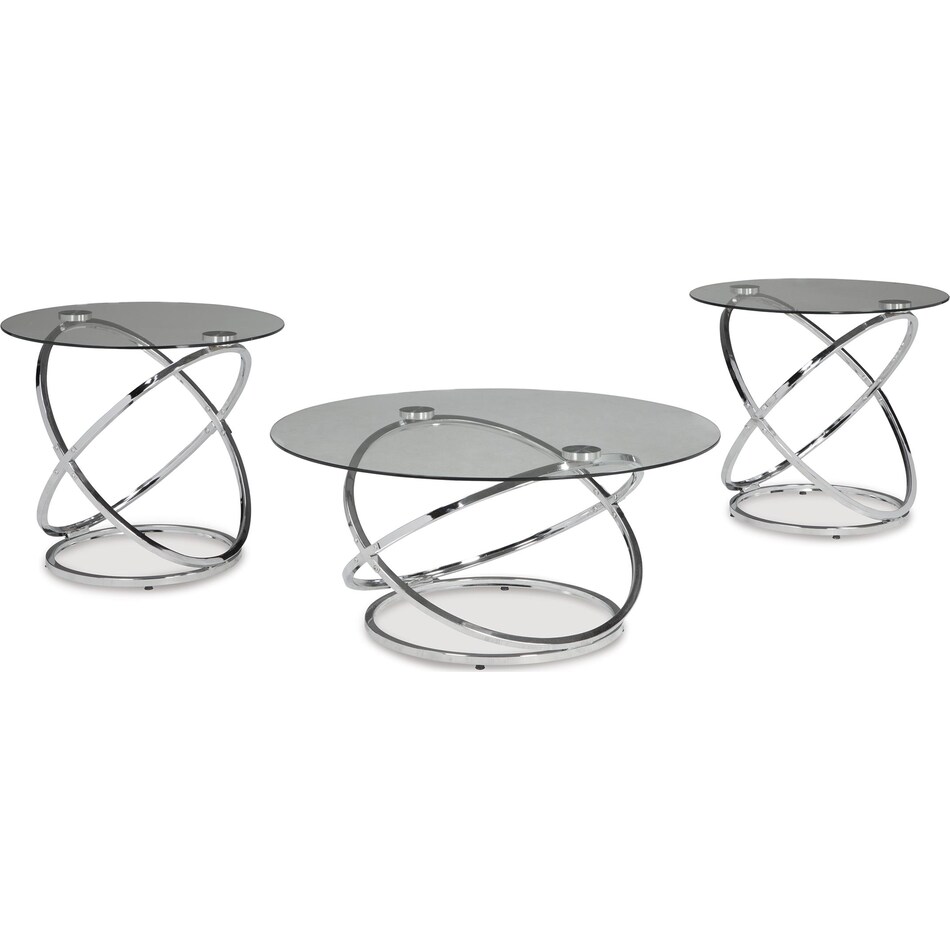 Hollynyx 3 Pack Tables - Chrome Finish Hollynyx 3 Pack Tables - Chrome Finish