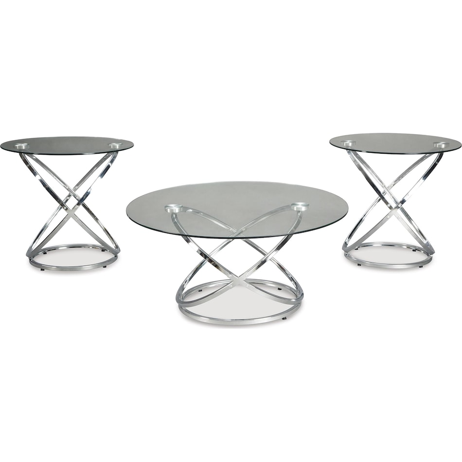 Hollynyx 3 Pack Tables - Chrome Finish Hollynyx 3 Pack Tables - Chrome Finish