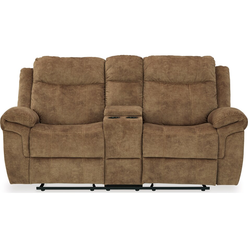 huddle up nutmeg reclining console loveseat   