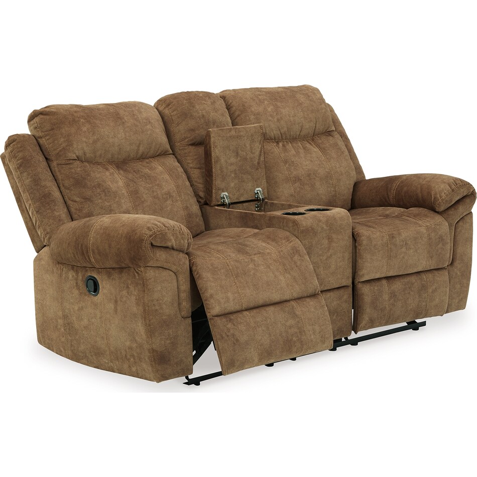 huddle up nutmeg reclining console loveseat   