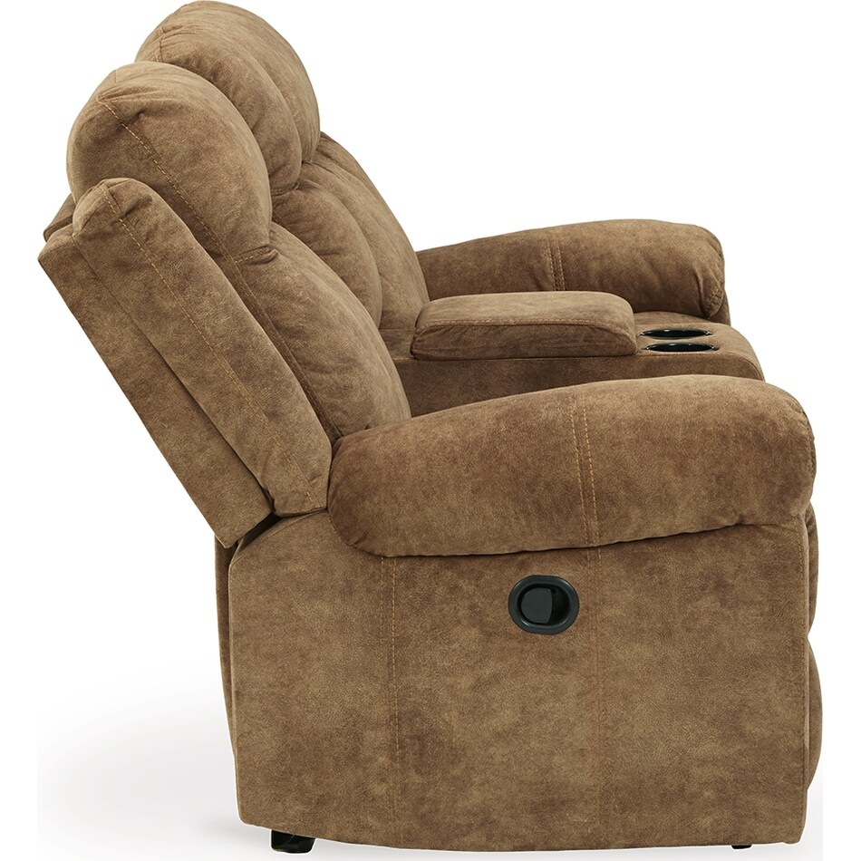huddle up nutmeg reclining console loveseat   