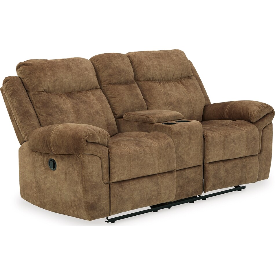 huddle up nutmeg reclining console loveseat   