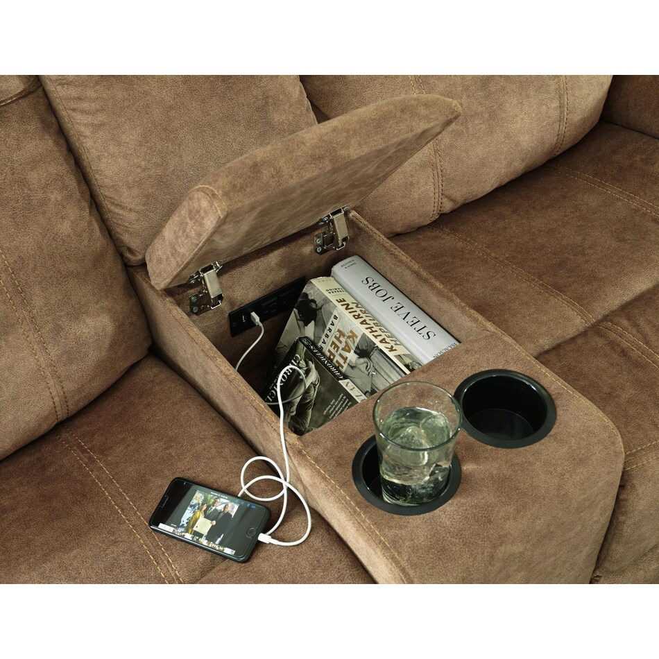huddle up nutmeg reclining console loveseat   