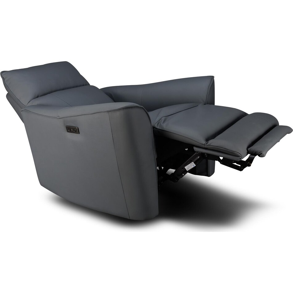 hunter grey power leather rocker recliner   