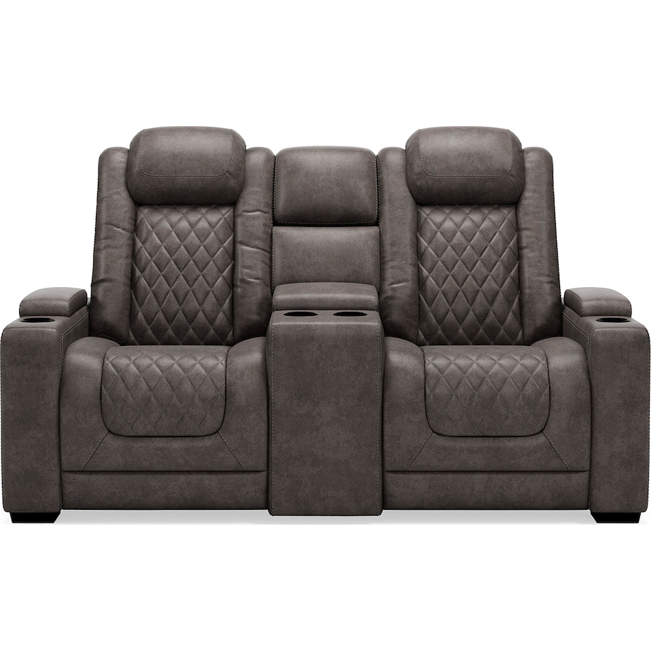 hyllmont grey power reclining console loveseat   