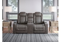 hyllmont grey power reclining console loveseat   