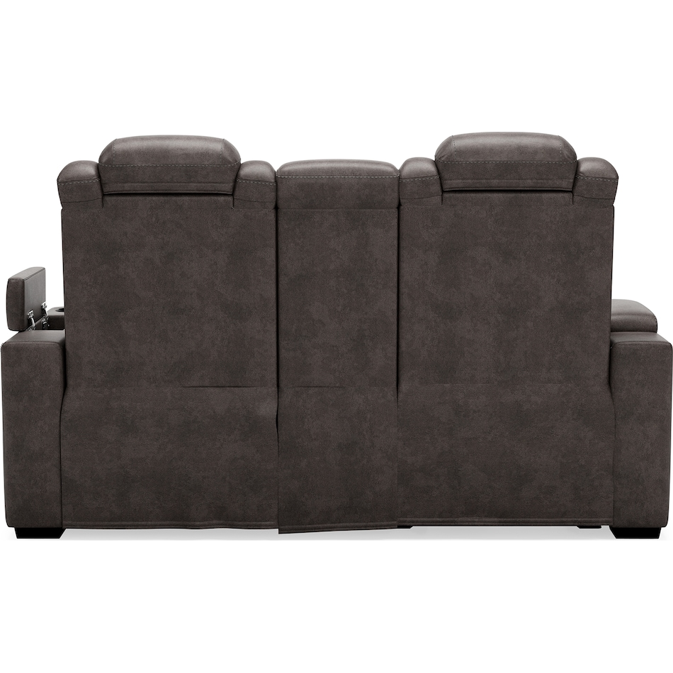 hyllmont grey power reclining console loveseat   