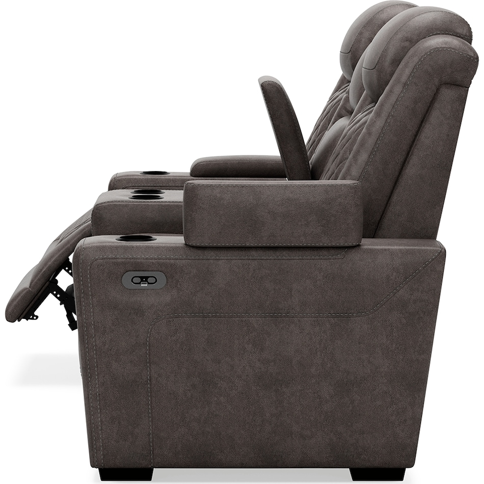 hyllmont grey power reclining console loveseat   