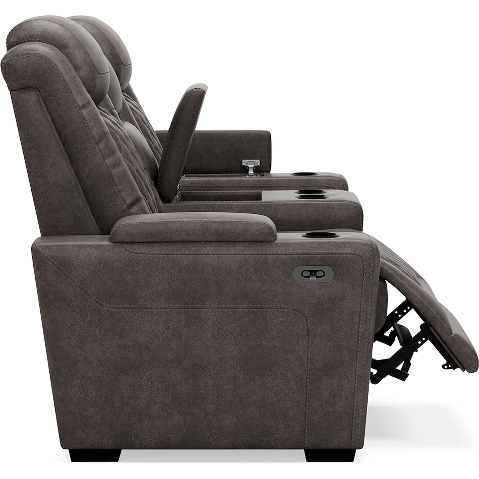 hyllmont grey power reclining console loveseat   