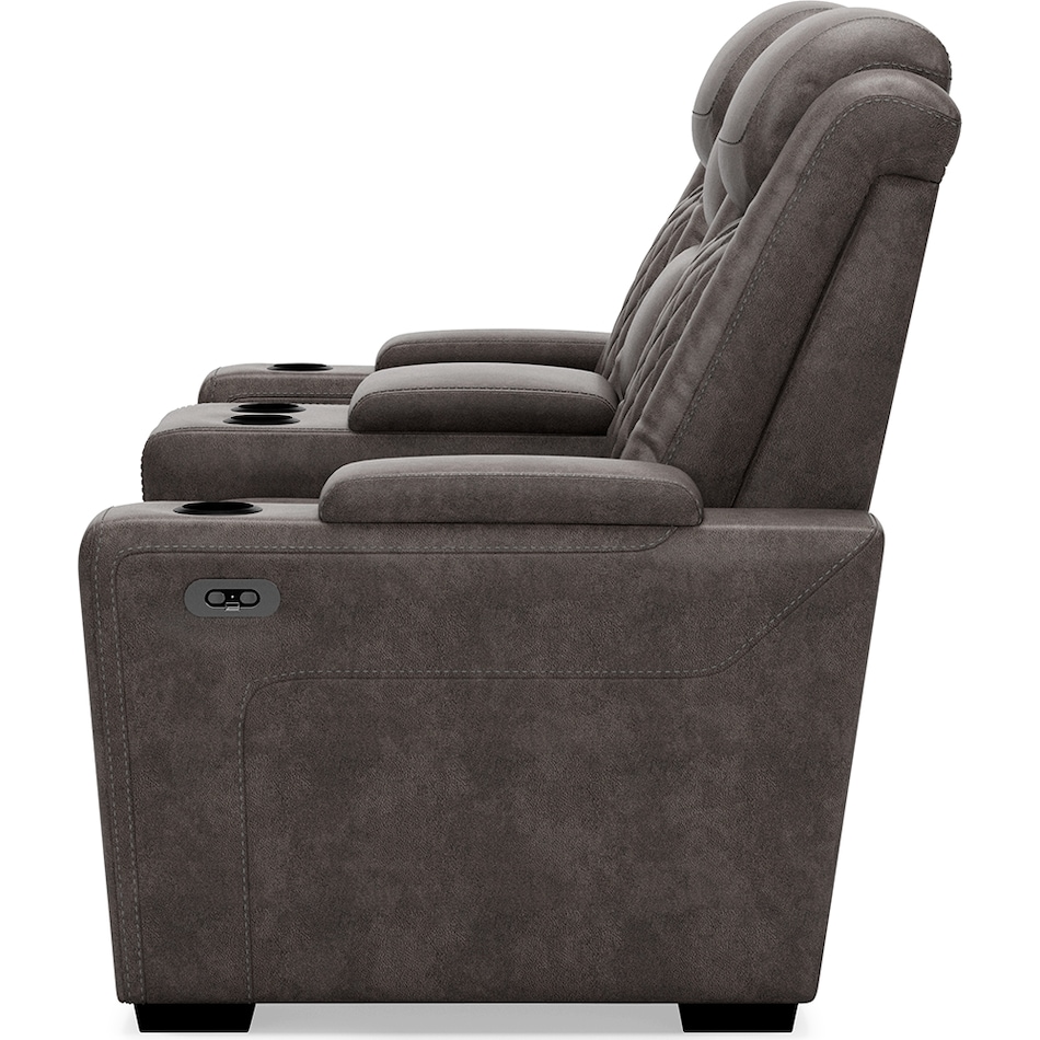 hyllmont grey power reclining console loveseat   