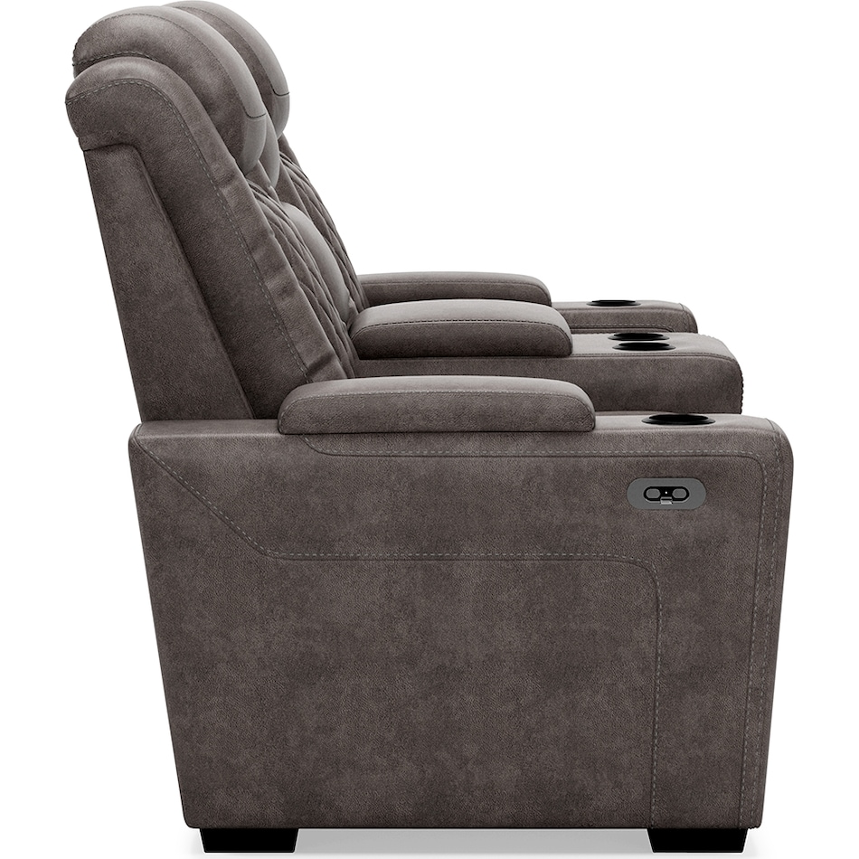 hyllmont grey power reclining console loveseat   