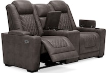 hyllmont grey power reclining console loveseat   