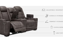 hyllmont grey power reclining console loveseat   