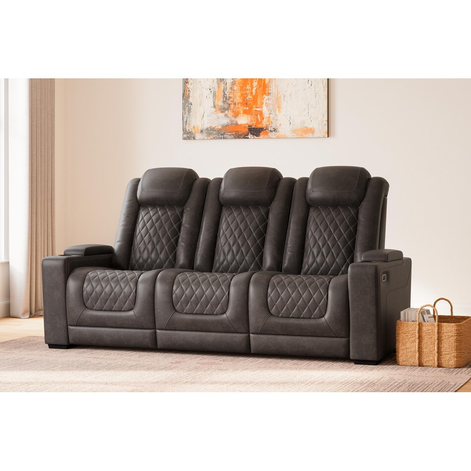 hyllmont grey power reclining sofa   