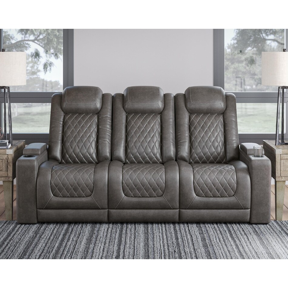 hyllmont grey power reclining sofa   