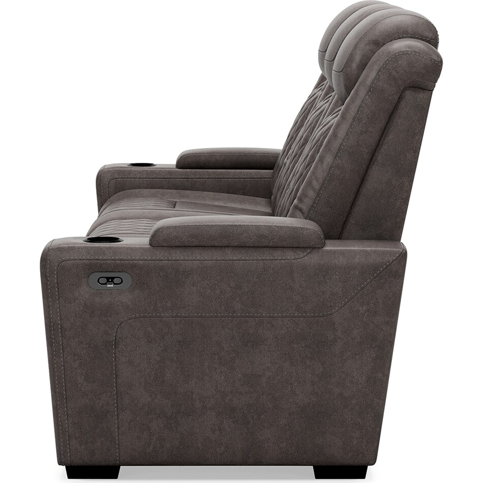 hyllmont grey power reclining sofa   