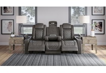 hyllmont grey power reclining sofa   