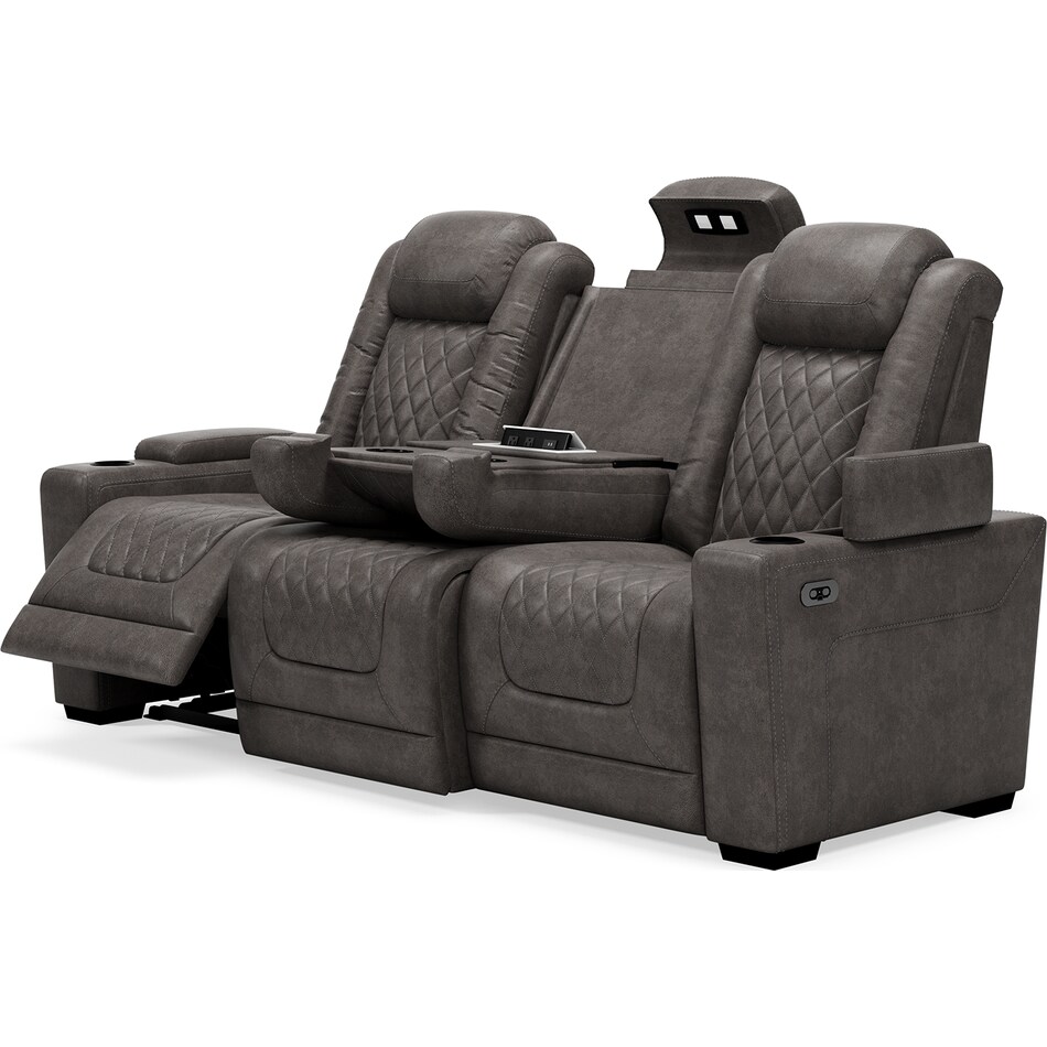 hyllmont grey power reclining sofa   