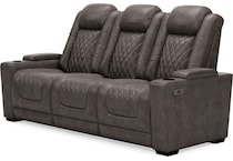 hyllmont grey power reclining sofa   