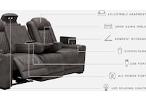 hyllmont grey power reclining sofa   