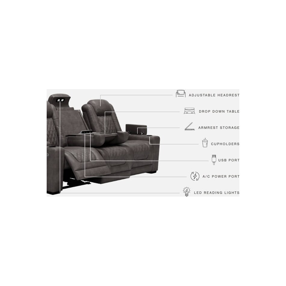 hyllmont grey power reclining sofa   